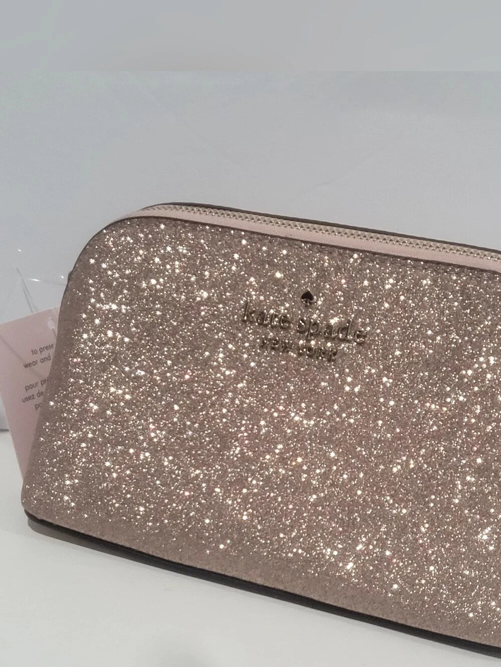 Kate Spade New York Pink Glitter Cosmetic Pouch